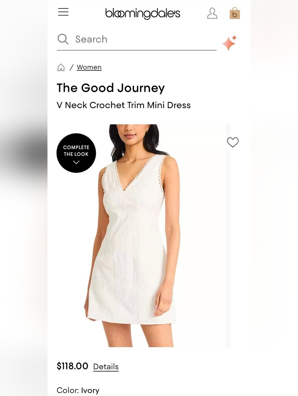 The Good Journey V Neck Crotchet Trim Mini Dress In Ivory, Size 10